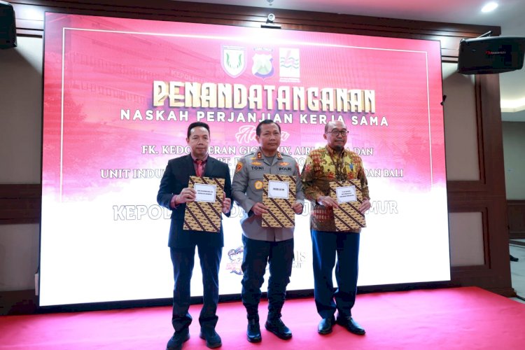 Polda Jatim Tandatangani Perjanjian Kerja Sama dengan FKG Unair dan PT. PLN (Persero)