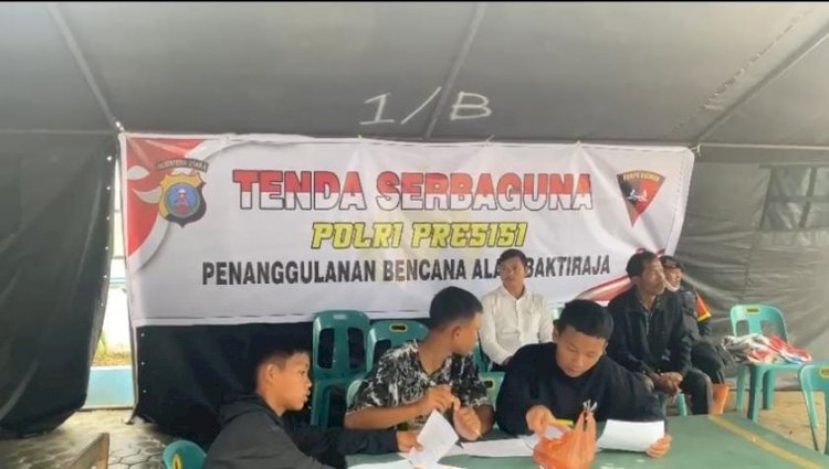 Polda Sumut Dirikan Tenda Serba Guna Bantu Anak-Anak Korban Longsor Humbahas Ujian Semester