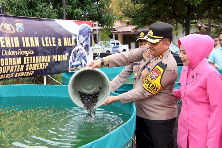 Kapolres Sumenep Tabur 12 Ribu Benih Ikan, Dukung Program Ketahanan Pangan